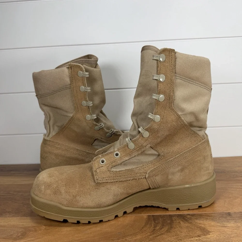 Belleville 300 DES ST Military Combat Boots Mens 10R Steel Toe Tan USA *No Laces